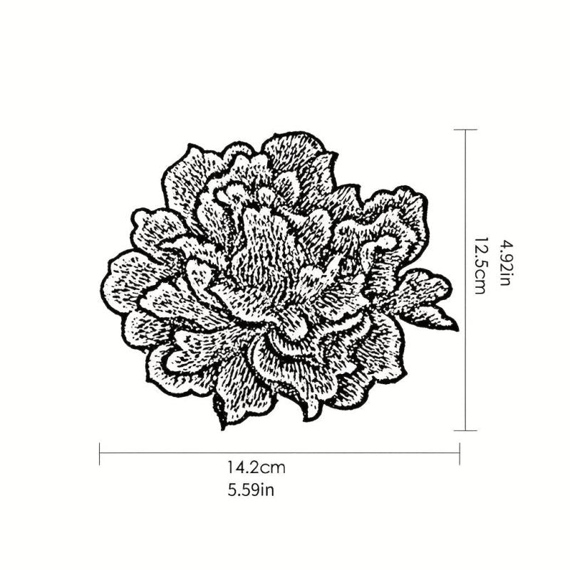 Peony Floral Sewing Patches Embroidered Appliques DIY Clothing Jackets