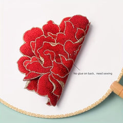 Peony Floral Sewing Patches Embroidered Appliques DIY Clothing Jackets