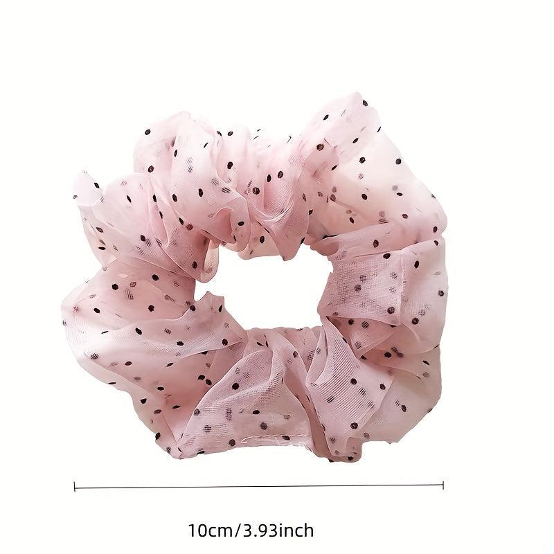 Dotted Mesh Scrunchie Headrope Elastic Ponytail Hair Tie