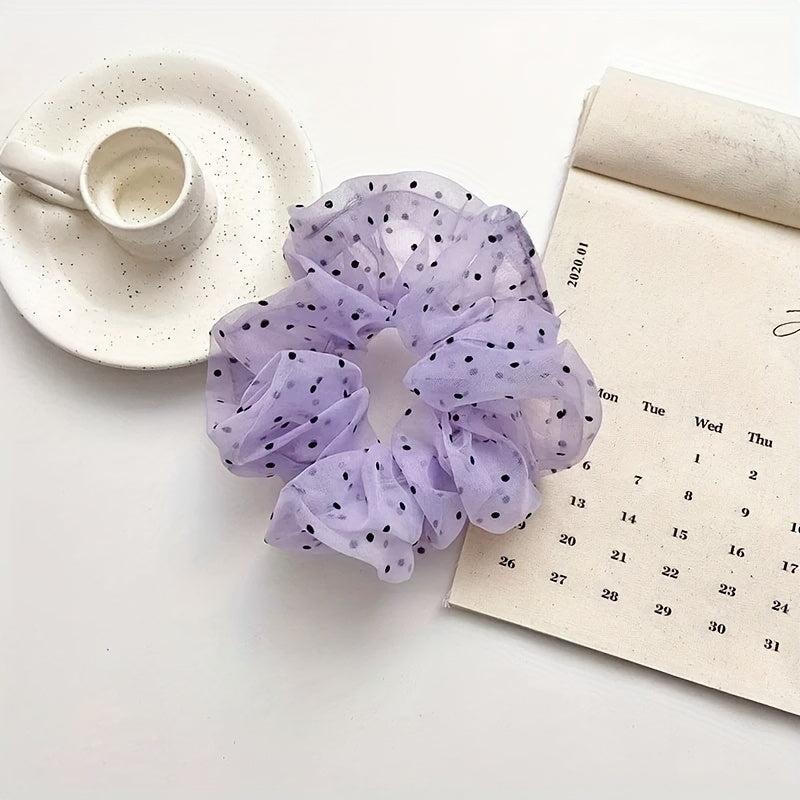 Dotted Mesh Scrunchie Headrope Elastic Ponytail Hair Tie