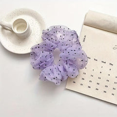 Dotted Mesh Scrunchie Headrope Elastic Ponytail Hair Tie
