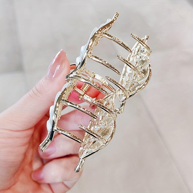 Opal Hair Claw Leaf Design Back Head Hair Accessories