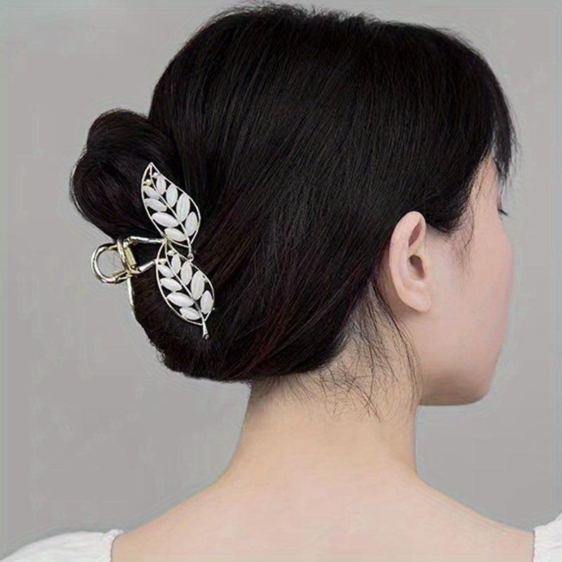 Opal Hair Claw Leaf Design Back Head Hair Accessories