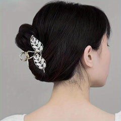 Opal Hair Claw Leaf Design Back Head Hair Accessories