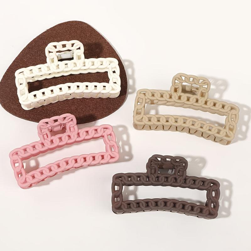 Matte Chain Square Hair Claw Clip Non Slip Strong Hold Grip Hair Jaw Clip Thick