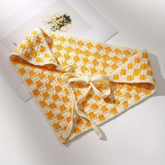 Checkered Crochet Bandana Plaid Triangle Headband Women's Knitted Hair Band