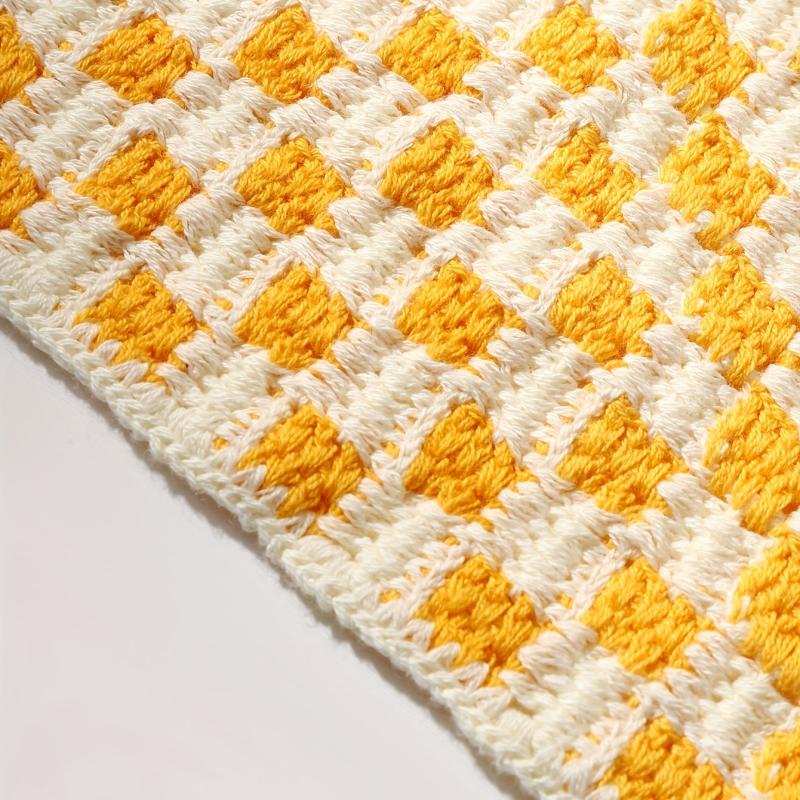 Checkered Crochet Bandana Plaid Triangle Headband Women's Knitted Hair Band