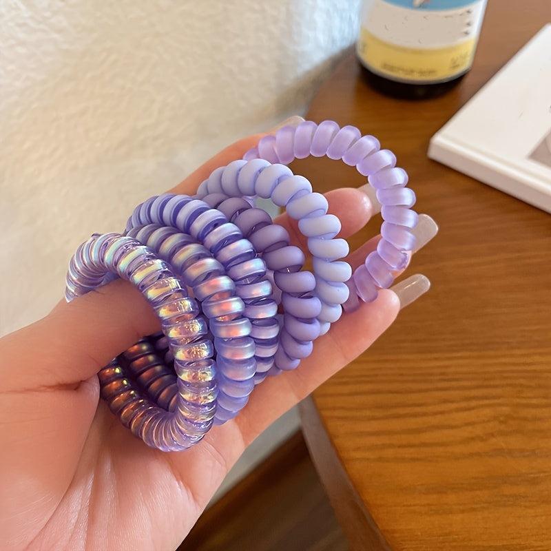 6pcs Purple Scrunchies Hair Tie Hair Bands Telephone Cord Scrunchies