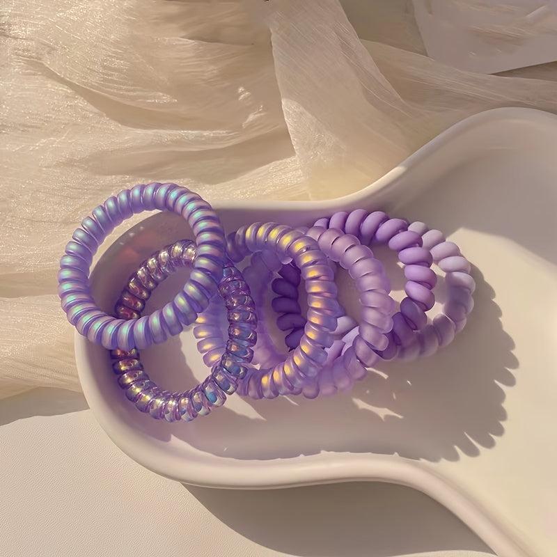 6pcs Purple Scrunchies Hair Tie Hair Bands Telephone Cord Scrunchies