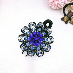 Vintage Crystal Flower Hair Claw Clip Fancy Barrette