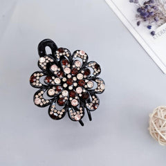 Vintage Crystal Flower Hair Claw Clip Fancy Barrette