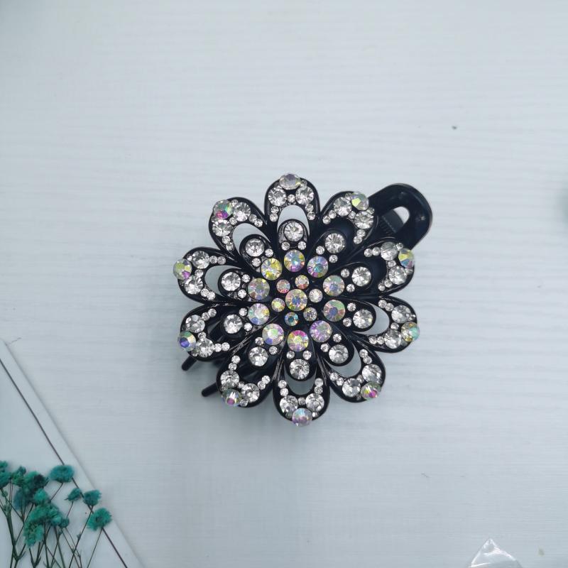 Vintage Crystal Flower Hair Claw Clip Fancy Barrette