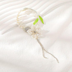 Flower Banana Clip With Pearl Tassel Hair Clip