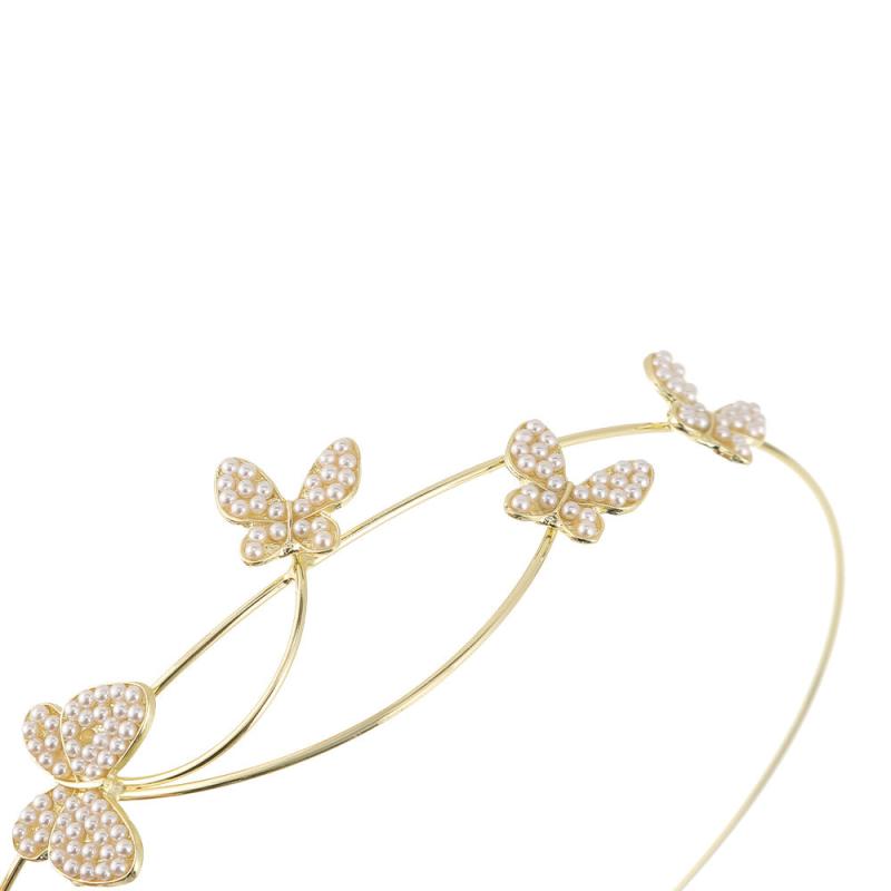 Metal Butterfly Faux Pearl Headband Hair Accessory Women Rhinestone Hairband