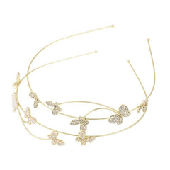 Metal Butterfly Faux Pearl Headband Hair Accessory Women Rhinestone Hairband