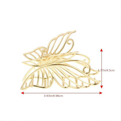 Silver Butterfly Hair Claw Large Barrettes for Girls and Women