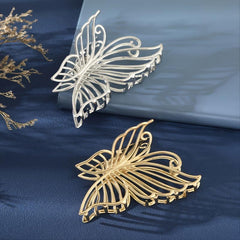 Silver Butterfly Hair Claw Large Barrettes for Girls and Women