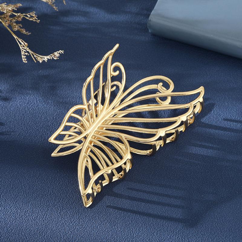 Silver Butterfly Hair Claw Large Barrettes for Girls and Women