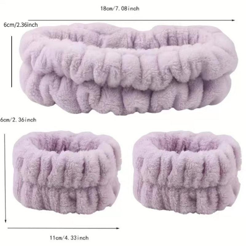 Spa Headband Wrist Washband Set Shower Head Wraps
