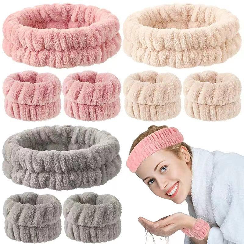 Spa Headband Wrist Washband Set Shower Head Wraps