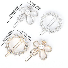 Rhinestone Flower Hair Clip Faux Pearl Side Clip Head Jewelry Hair Accessories
