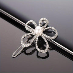 Rhinestone Flower Hair Clip Faux Pearl Side Clip Head Jewelry Hair Accessories