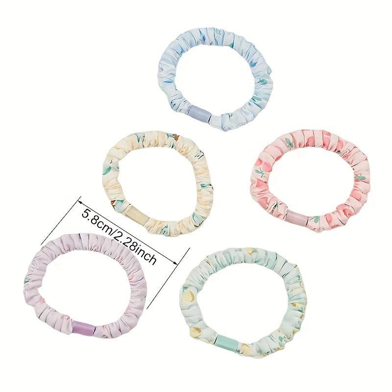 5pcs Fruit Print Scrunchies Hair Rope Ponytail Holder Hair Tie Hair Accessories