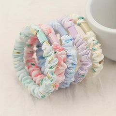 5pcs Fruit Print Scrunchies Hair Rope Ponytail Holder Hair Tie Hair Accessories