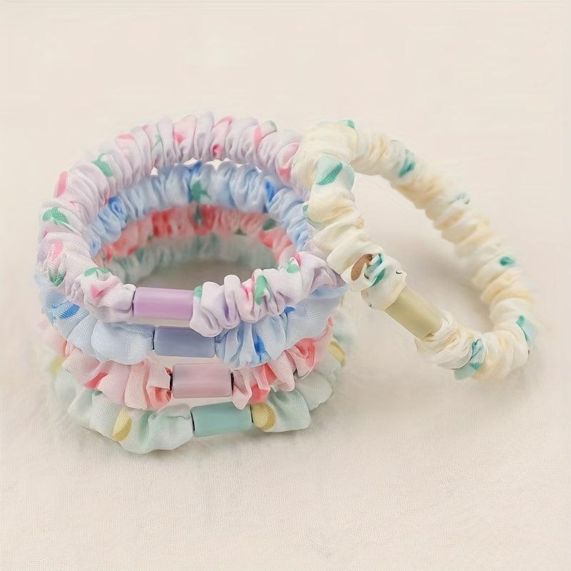 5pcs Fruit Print Scrunchies Hair Rope Ponytail Holder Hair Tie Hair Accessories