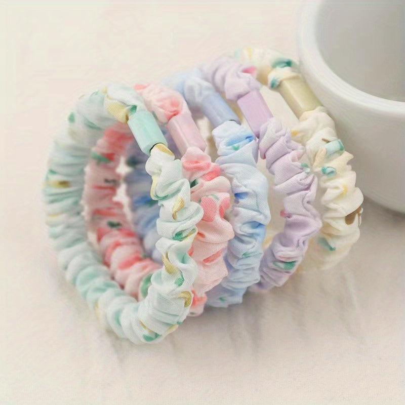 5pcs Fruit Print Scrunchies Hair Rope Ponytail Holder Hair Tie Hair Accessories