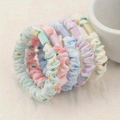 5pcs Fruit Print Scrunchies Hair Rope Ponytail Holder Hair Tie Hair Accessories