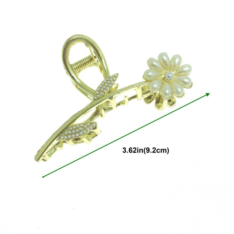 Tulip Flower Butterfly Rhinestone Hair Claw Clip in Gold