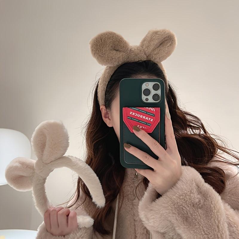 Rabbit Ear Hairband Plush Face Wash Headband Fall Winter Hair Accessory