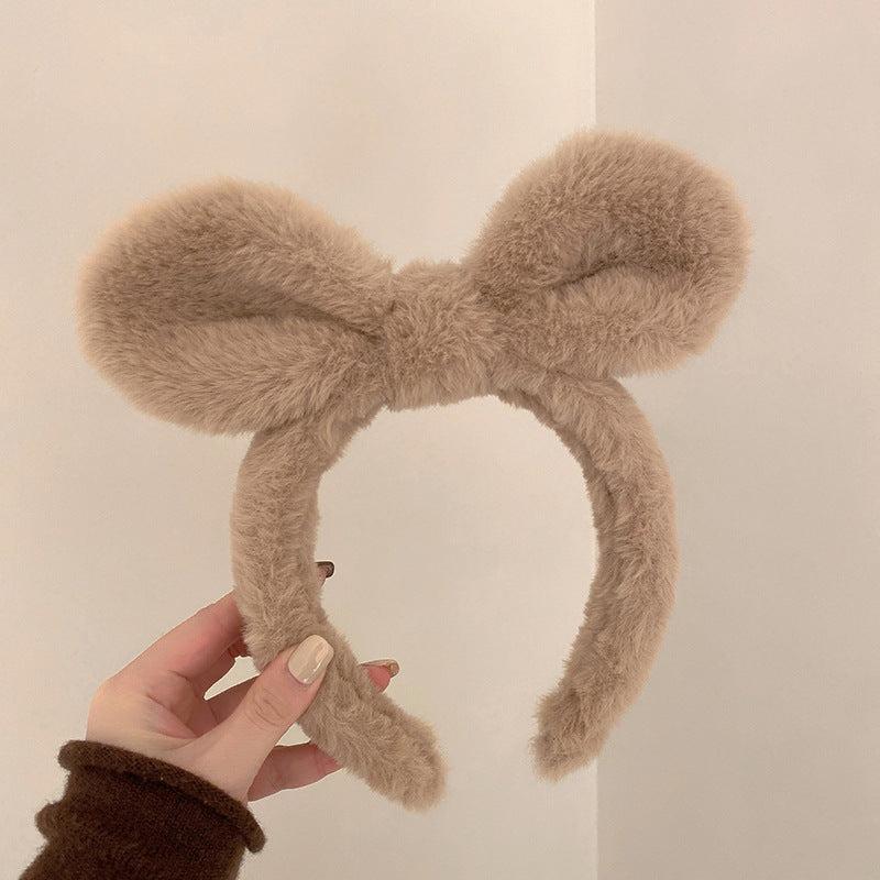 Rabbit Ear Hairband Plush Face Wash Headband Fall Winter Hair Accessory