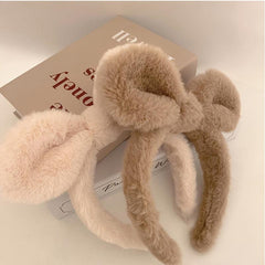 Rabbit Ear Hairband Plush Face Wash Headband Fall Winter Hair Accessory