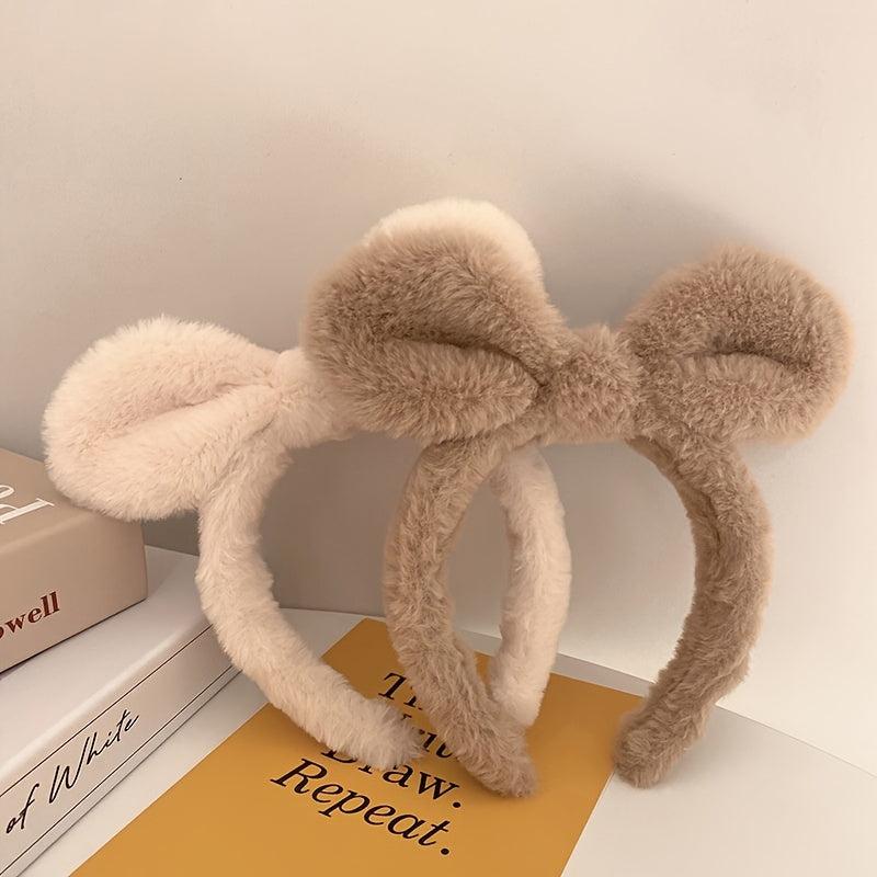 Rabbit Ear Hairband Plush Face Wash Headband Fall Winter Hair Accessory