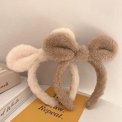 Rabbit Ear Hairband Plush Face Wash Headband Fall Winter Hair Accessory