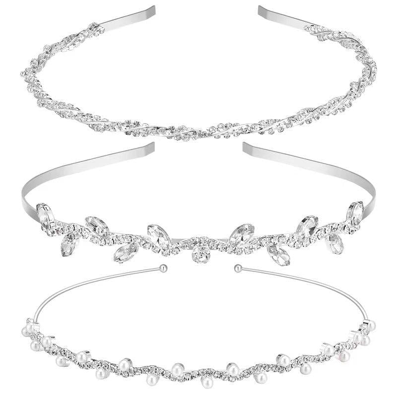 Crystal Flower Leaves Headband Tiara for Wedding