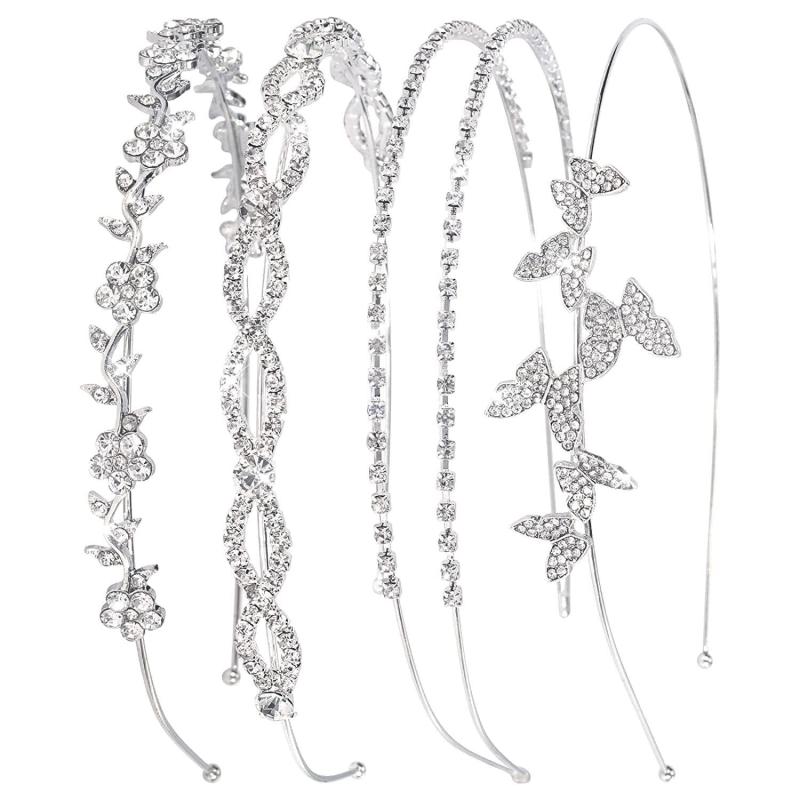 Crystal Flower Leaves Headband Tiara for Wedding
