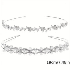 Crystal Flower Leaves Headband Tiara for Wedding
