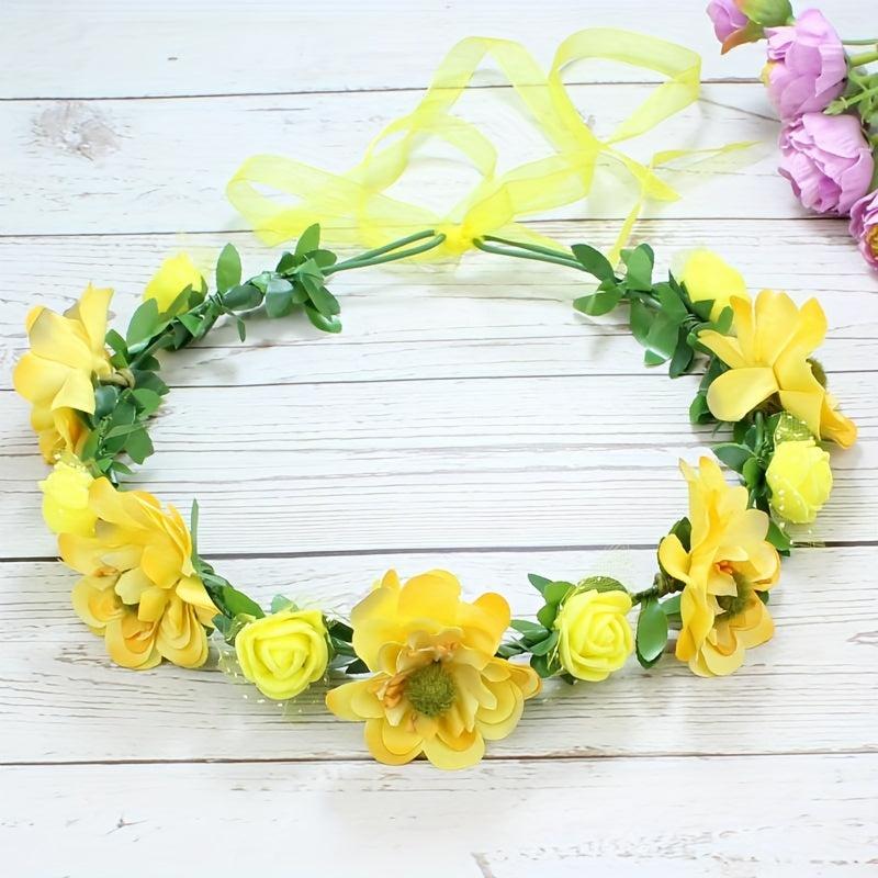 Floral Wreath Headband Boho Bride Headwear