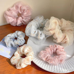 Floral Print Organza Scrunchies Hair Tie for Women