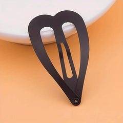 10pcs Solid Heart Barrette Metal Hair Clip Set