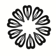 10pcs Solid Heart Barrette Metal Hair Clip Set