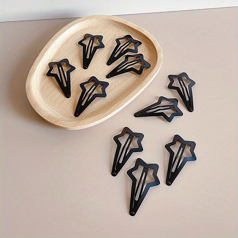 10pcs Solid Heart Barrette Metal Hair Clip Set
