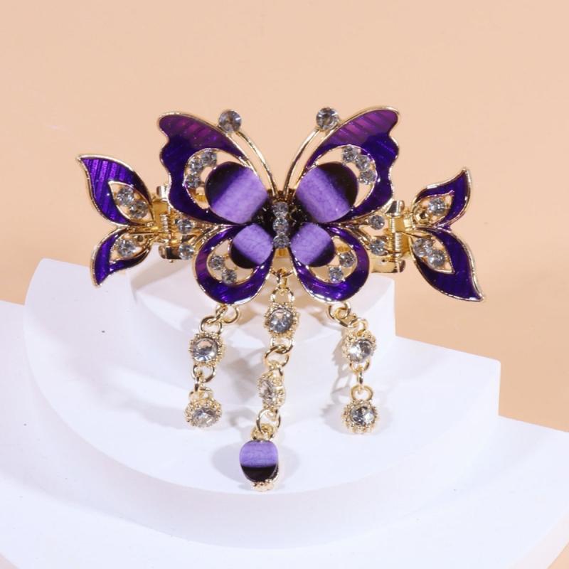 Vintage Rhinestone Tassel Claw Hair Clip