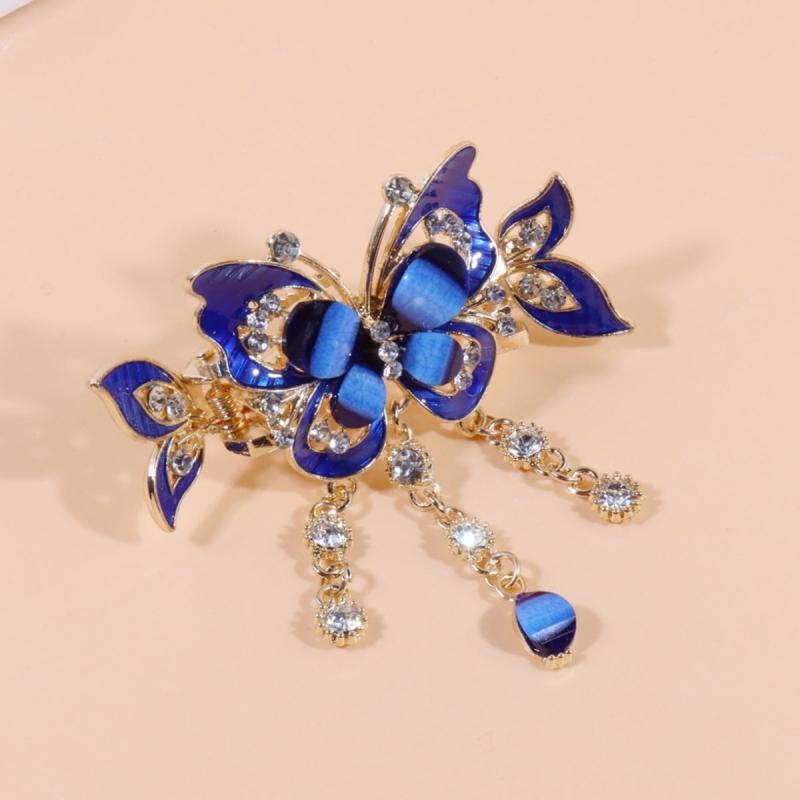 Vintage Rhinestone Tassel Claw Hair Clip