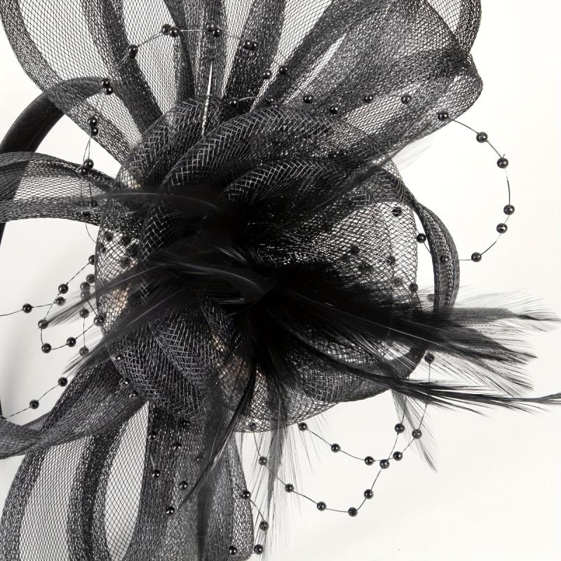 Faux Feather Mesh Veil Head Piece Fascinator for Tea Party Birthday Horse Racing