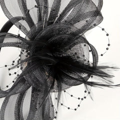 Faux Feather Mesh Veil Head Piece Fascinator for Tea Party Birthday Horse Racing