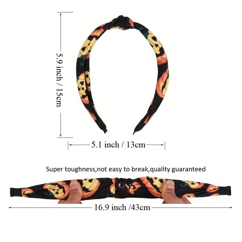 Halloween Ghost Print Headband Pumpkin Spider Web Pattern Headdress